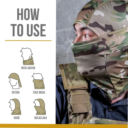 Vista 3 de OneTigris Pasamontañas para hombre, mujer, envoltura de cabeza completa, para motocicleta, enfriamiento, cuello, polaina táctica para senderismo