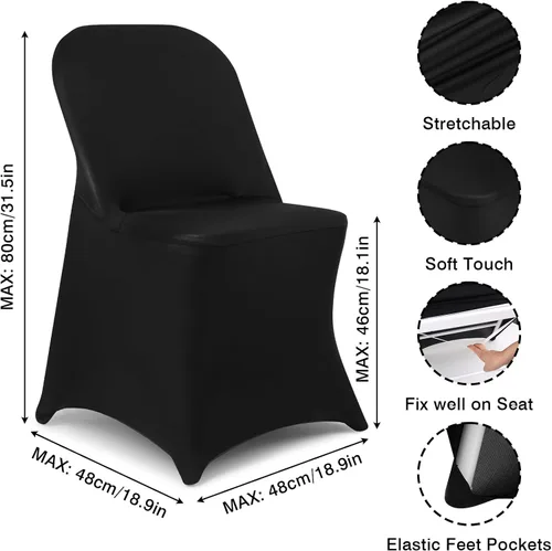Vista 3 de Fixwal 1 funda elástica negra plegable de elastano para silla