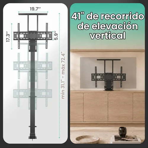 Vista 4 de ynVISION.DESIGN Soporte elevador de TV motorizado para televisores de 37 a 77 pulgadas Soporte de TV con motor de elevación vertical con control