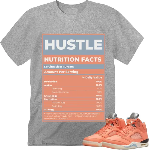 Vista 4 de Hustle Nutrition Facts - Camiseta a juego con Jordan 5 D.J K%ha#le.d Crimson Bliss, camiseta a juego para tenis Jordan D.J K%ha#le.d Crimson Bliss