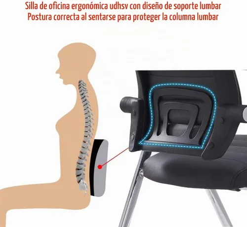 Vista 4 de Silla de escritorio plegable para espacios pequeños, sillas de escritorio para dormitorio con asientos y ruedas acolchados, sillas de escritorio