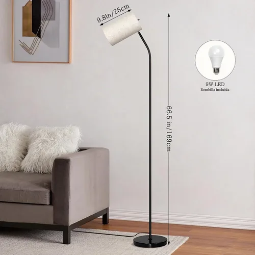 Vista 2 de Ldeco Lámpara de pie de arco para sala de estar con bombilla de 9W y 3 temperaturas de color Modernas lámparas de pie para lectura para dormitorio
