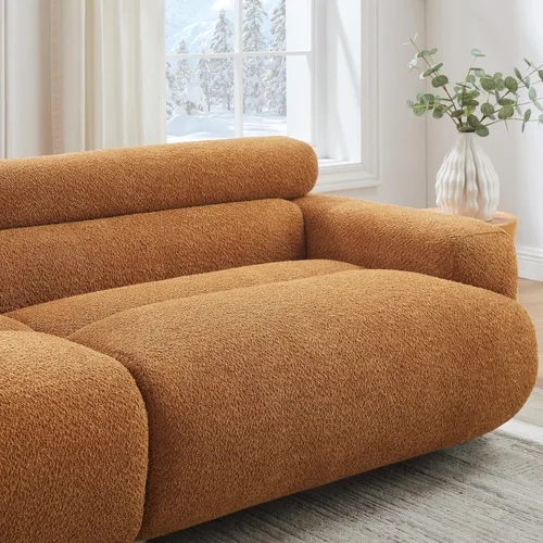 Vista 4 de VANOMi Sofá Loveseat Boucle Cloud de 89", Cómodo Sofá Boucle Tapizado de Asiento Profundo, Sofá Moderno de Mediados de Siglo para Sala de Estar Curry
