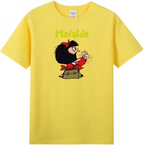 Vista 3 de Camiseta de manga corta Mafalda Fighting para mujeres adultas Negro