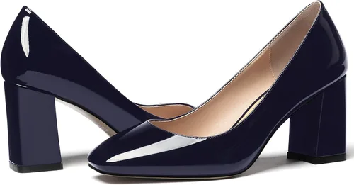 Vista 6 de WAYDERNS Zapatos de tacón alto con punta cuadrada sólida para mujer, de 3 pulgadas