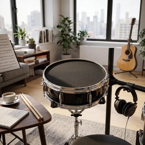 Vista 5 de Bnineteenteam Drumhead Pack Drum Mesh Heads Silent 10 Pulgadas Drum Set Percusión Kit Kit Piezas de Repuesto Negro Rendimiento Accesorio