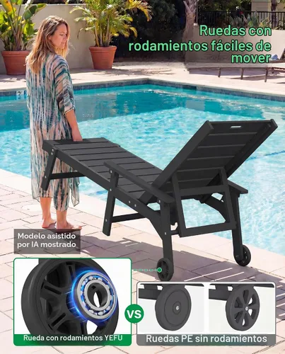 Vista 5 de YEFU HIPS - Juego de 2 sillas de salón para exteriores, color negro