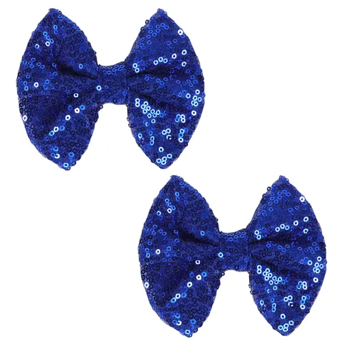 Vista 5 de Love Fairy - Horquilla con lazo con brillantina, una pinza para el cabello con lazo de lentejuelas brillantes, 5 pulgadas, perfecta para niñas, Negro