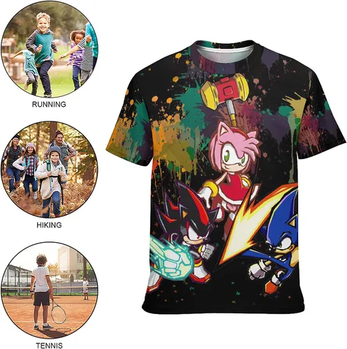 Vista 3 de KCNMEYY Camiseta de manga corta 3D de ancho completo para adolescentes, diseño moderno y fresco, unisex, adecuada para el uso diario