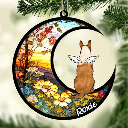 Vista 832 de LOVELYPOD Adorno de Navidad personalizado para perro Basset Hound (marrón) Basset Hound (marrón) adorno para atrapasoles de perro, razas de perros