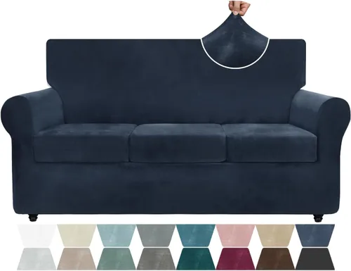 Vista 48 de ZNSAYOTX Fundas elásticas para silla de terciopelo de lujo con brazo, 2 piezas, para sala de estar, funda gruesa y suave, antideslizante, protector