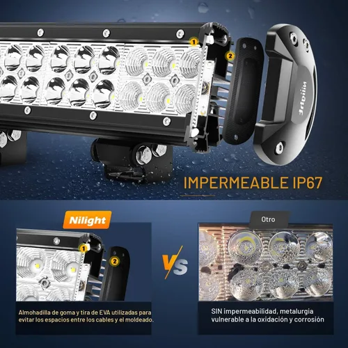 Vista 4 de Nilight Barra de luz LED de 20 pulgadas, 126 W, combinación de luces LED todoterreno de 12 V, 5 pines, interruptor basculante de 5 pines, kit