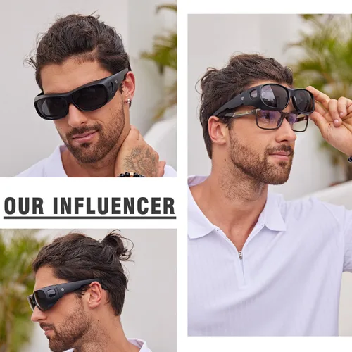 Vista 2 de DUCO Gafas de sol envolventes para hombres y mujeres, polarizadas, protección UV, DC8965