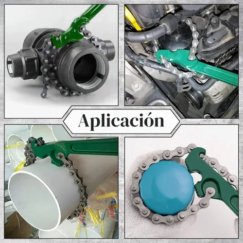 Vista 5 de Llave de cadena de trinquete resistente de 9 pulgadas, herramienta reversible de filtro de aceite, herramientas de accesorios de tubería, ajuste
