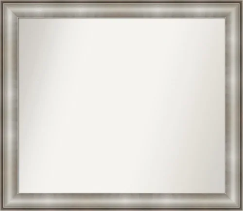 Vista 17 de Amanti Art Espejo de baño plateado para sobre el fregadero, 28 x 37 pulgadas, elegante espejo rectangular de peltre cepillado, marco de madera
