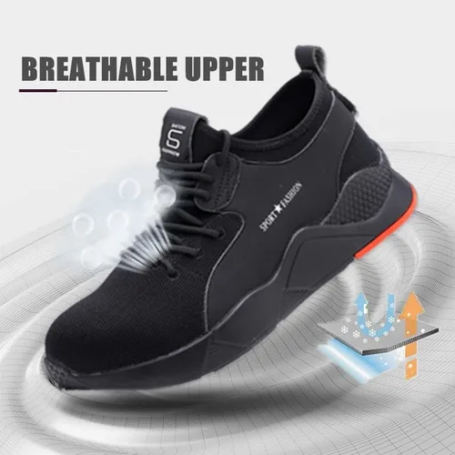 Vista 3 de Zapatos de seguridad con punta de acero para hombres y mujeres, zapatillas de trabajo transpirables, ligeras, zapatos industriales y de construcción