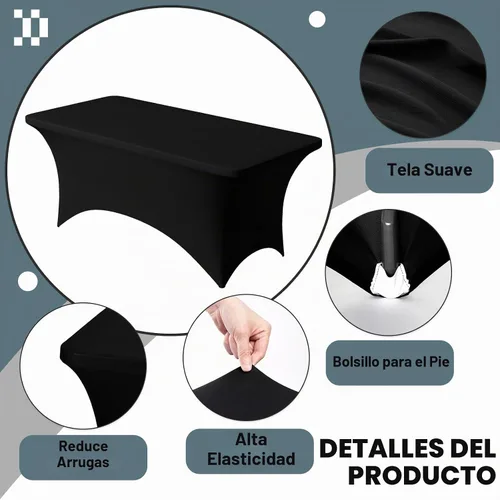 Vista 3 de Trlyc - Juego de 1 mantel de elastano negro de 48 x 30 pulgadas