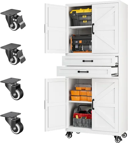 Vista 24 de Letaya Gabinetes de almacenamiento de garaje de metal con ruedas,Gabinete Negro