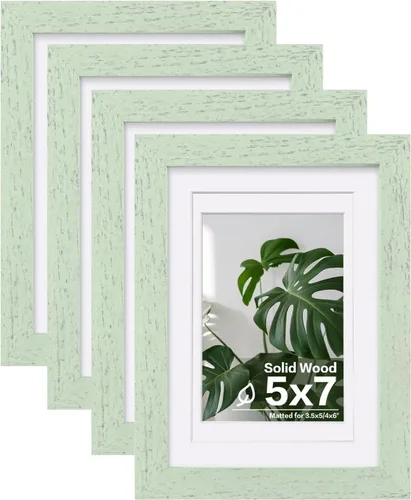 Vista 38 de Egofine - Juego de 4 portarretratos A4 de madera maciza y cubierta de plexiglás de 4 x 6/6 x 8 pulgadas con paspartú o A4 sin paspartú, para mesa