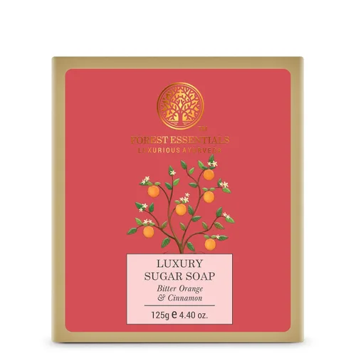 Vista 2 de Forest Essentials Jabón de azúcar de lujo naranja amarga y canela - 4.41 oz
