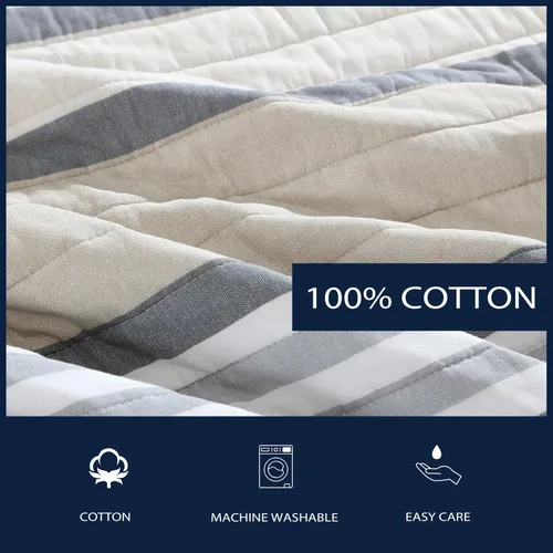 Vista 6 de Nautica - Juego de edredón individual, ropa de cama reversible de algodón con funda a juego, juego de ropa de cama moderno para todas las estaciones