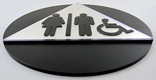 Vista 2 de Juego de letreros unisex para baño, (pared + puerta) (negro/blanco)