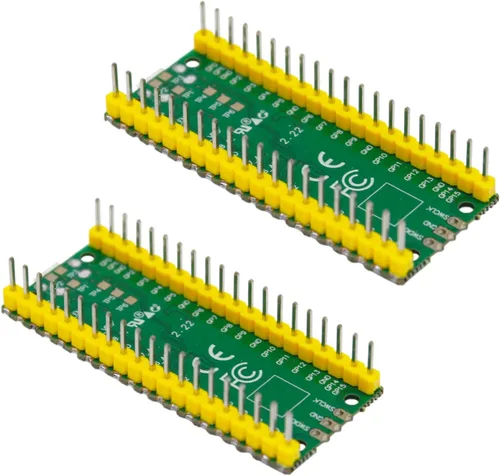 Vista 2 de 2 piezas de placa microcontrolador Raspberry Pi Pico con encabezados Interfaces digitales flexibles Basado en chip RP2040 Procesador ARM