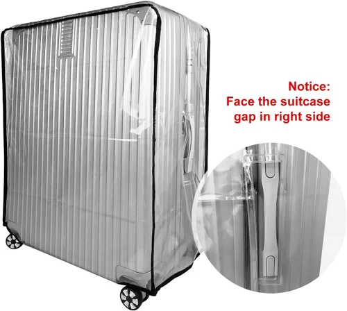 Vista 4 de Funda protectora de equipaje de PVC transparente de 20, 24, 28, 30 pulgadas, funda de equipaje con ruedas (20 pulgadas), Claro