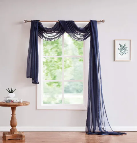 Vista 11 de LinenZone increíbles cizallas Use Window Valance Scarves as Canopy Bed or Backdrop Curtains, Curtain Scarf, Wedding Draping or Sheer Fabric for