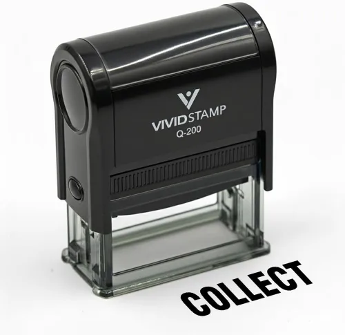 Vista 2 de Collect Self Inking Rubber Stamp (Black Ink) - Medium 2 Pack Negro