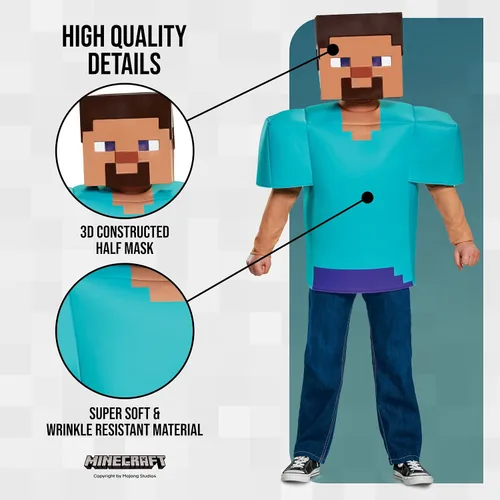 Vista 3 de Disguise - Steve - Disfraz de Minecraft, Minecraft