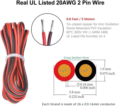 Vista 4 de Conector de tira LED con cable.