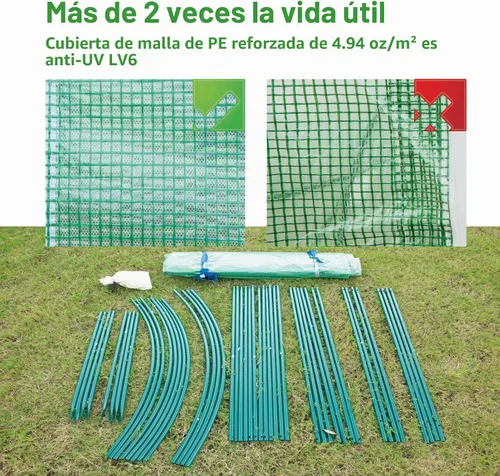 Vista 7 de Invernadero al Aire Libre con Puerta con Malla, Invernadero Resistente para Jardín al Exterior para Plantas de Jardín con Protección UV, Termostato