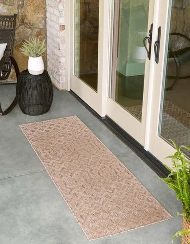 Vista 23 de Unique Loom Alfombra de área de la colección texturizada Trellis para exteriores, color osage, 2 x 3 pies, rectangular, color aguamarina