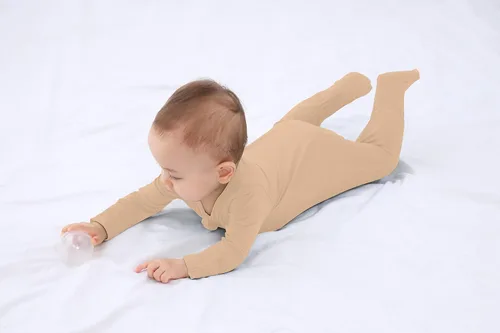 Vista 3 de Pijama con pies para bebé niño con mitones, rayón hecho de bambú, pijama de manga larga con cremallera de 2 vías