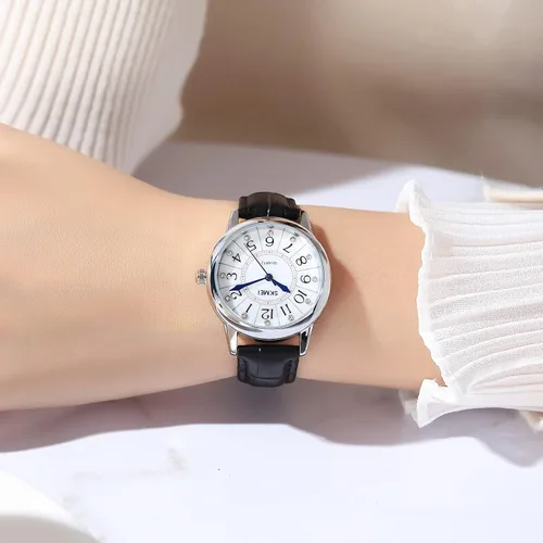 Vista 3 de SKMEI Lady Watches for Women Waterproof Leather Band Easy Reader Dress Diamond Analog Quartz Small Face Business Light Wrist Watch Girls Gifts