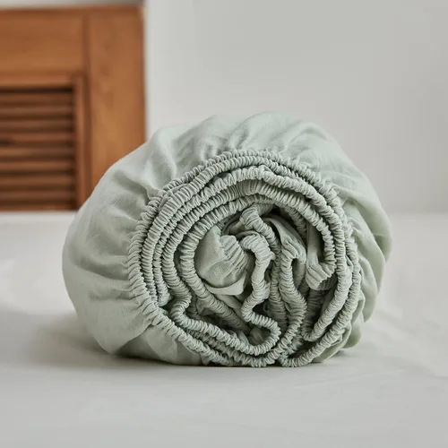 Vista 10 de Simple&Opulence Sábana bajera ajustable de lino (1 pieza), funda de colchón de 14 pulgadas de profundidad, mezcla de algodón natural, suave y Azul