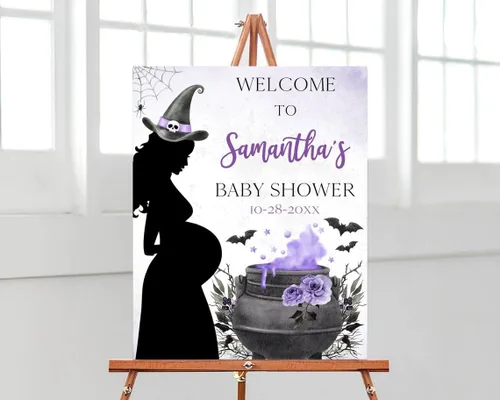 Vista 24 de Personalized Halloween Baby Shower Welcome Sign, A Little Boo Baby Shower Welcome Sign, Pumpkin Decorations,girl, Halloween Decor 12" X 18" (Small)