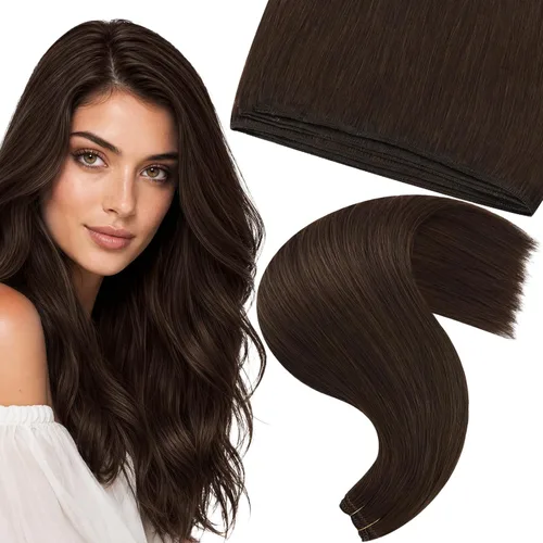 Vista 72 de Moresoo Extensiones de cabello humano real para coser, color negro natural