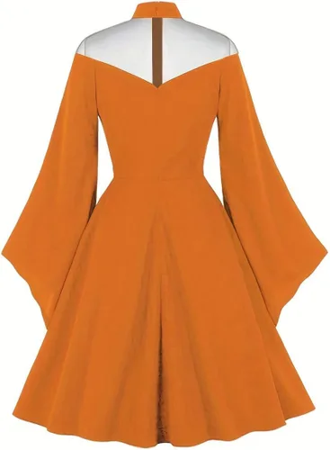 Vista 3 de IWEMEK Vestido de mujer de malla de manga larga gótico de cóctel vintage gótico transparente con panel de ilusión para invitada de boda, vestido