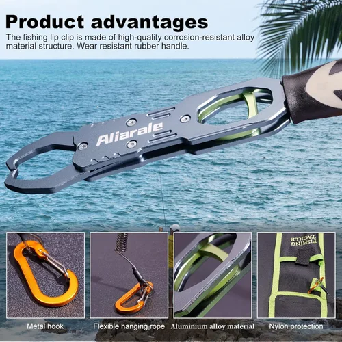 Vista 8 de Pinza para Labios de Pescado Balanza de Pescado Soporte Profesional para Peces Material de Aleación de Aluminio Agarrador Herramienta de Agarre
