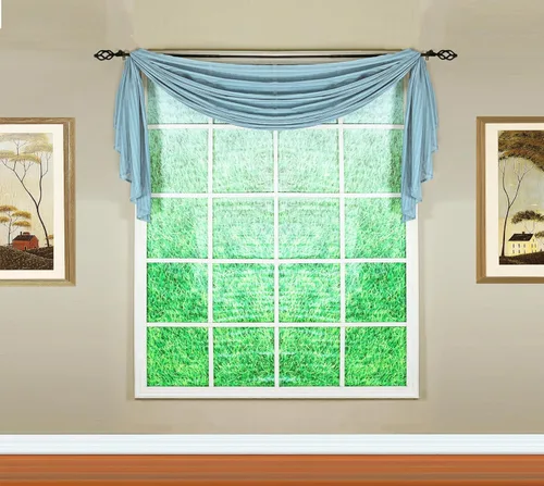 Vista 60 de Today's Curtain, Inserción de Abanico de Cortina de Rayas Silueta Translúcida, Azul, 30" x 76.2 cm de ancho x 101.6 cm de largo