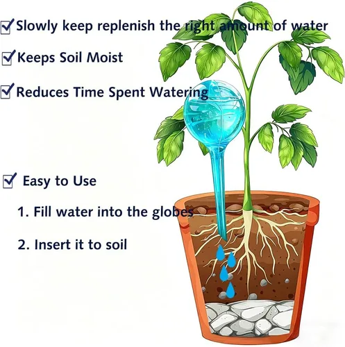 Vista 6 de 6 estacas de globo de riego automático para plantas, estacas de riego automático de plantas, sistema de bulbos de riego automático, dispositivo