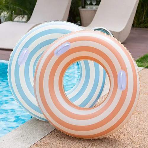 Vista 3 de Flotadores de piscina para adultos, anillo de natación a rayas, flotadores inflables para piscina, balsa para fiesta, agua, verano, playa, tumbona