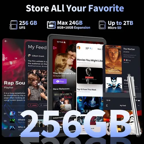 Vista 3 de Tablet 2025 de 12 pulgadas, tabletas Android 15 con teclado, 24GB+256GB+2TB Expand, pantalla 2K, Tablet PC con WiFi 5G, Octa-Core, 8000mAh, BT5.0