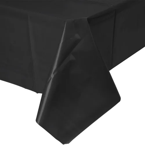 Vista 2 de Mantel de plástico negro azabache, 54 x 108 pulgadas (1 unidad), elegante esencial para eventos, perfecto para fiestas, bodas y ocasiones especiales