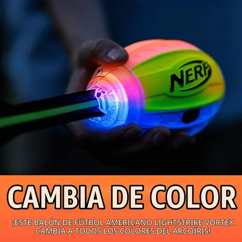 Vista 2 de Nerf Lightstrike Vortex Balón de espuma - Balón LED de vórtice suave que cambia de color para lanzamientos de larga distancia - Activado por impacto