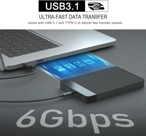 Vista 2 de Disco duro externo portátil ultradelgado de 120 GB, USB 3.1 tipo C, HDD, para PC, Mac, portátil, PS4, Xbox One