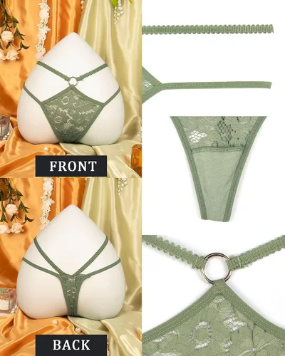 Vista 58 de Ropa interior con purpurina transpirable con encaje sexy para mujer