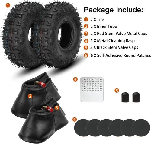 Vista 2 de GREHUA 4.10-4 4.10/3.50-4 410/350-4 Reemplazo de neumáticos y tubo interior para Go Kart ATV cortacésped, soplador de nieve, carretilla, carretilla